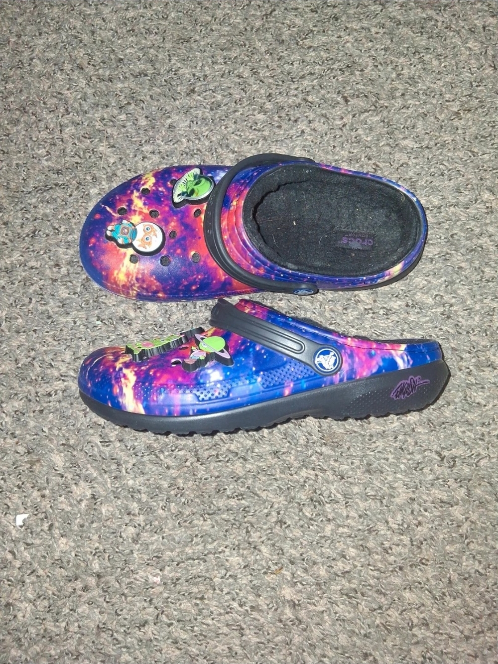 CROCS Kids Galaxy Clog with Alien Charms - Blue/Purple/Pink